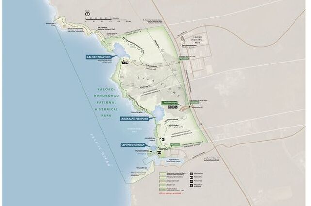 The official park brochure map for Kaloko-Honokohau